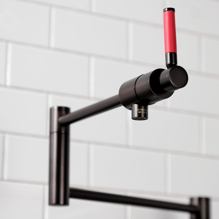 Kingston Sona KS4705DKL - Kaiser Two-Handle 1-Hole Deck Mount Pot Filler Faucet, Oil Rubbed Bronze