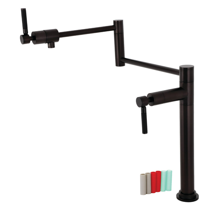 Kingston Sona KS4705DKL - Kaiser Two-Handle 1-Hole Deck Mount Pot Filler Faucet, Oil Rubbed Bronze