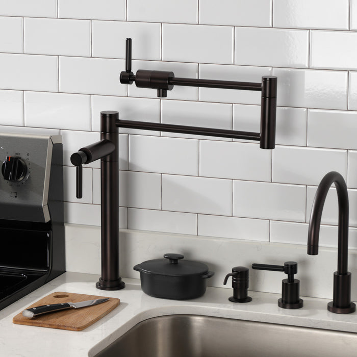 Kingston Sona KS4705DL - Concord Two-Handle 1-Hole Deck Mount Pot Filler Faucet, Oil Rubbed Bronze
