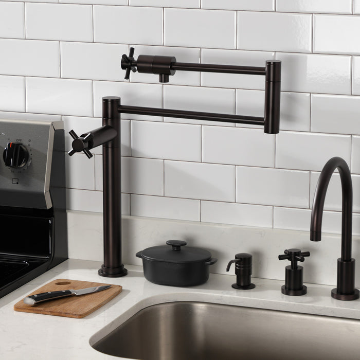 Kingston Sona KS4705DX - Concord Two-Handle 1-Hole Deck Mount Pot Filler Faucet, Oil Rubbed Bronze