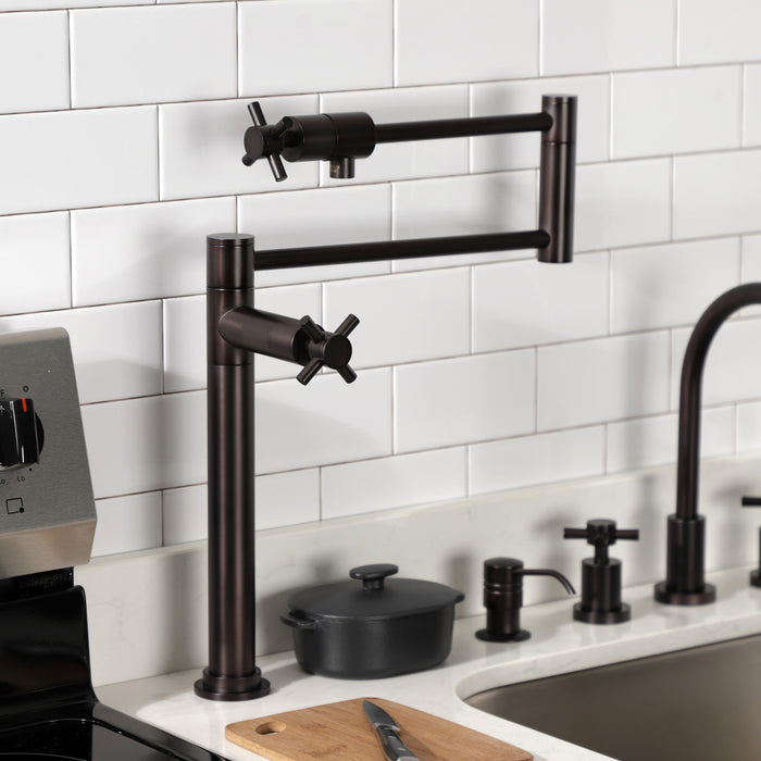 Kingston Sona KS4705DX - Concord Two-Handle 1-Hole Deck Mount Pot Filler Faucet, Oil Rubbed Bronze