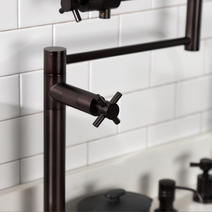 Kingston Sona KS4705DX - Concord Two-Handle 1-Hole Deck Mount Pot Filler Faucet, Oil Rubbed Bronze