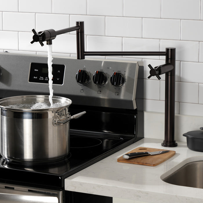Kingston Sona KS4705DX - Concord Two-Handle 1-Hole Deck Mount Pot Filler Faucet, Oil Rubbed Bronze