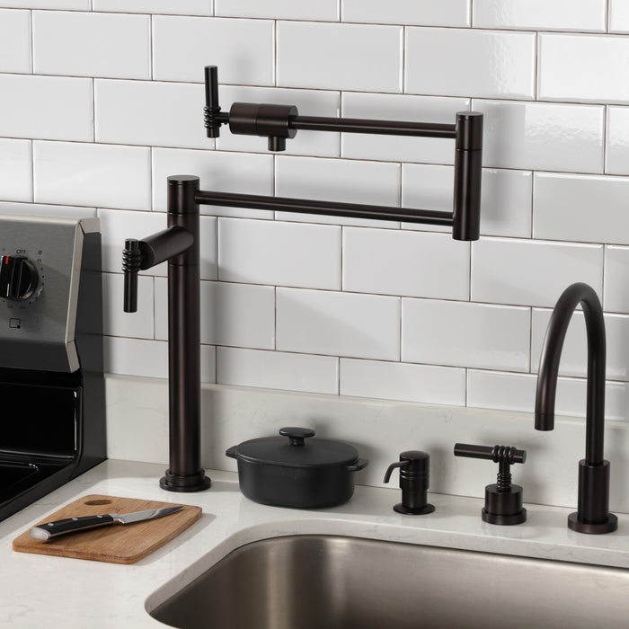 Kingston Sona KS4705ML - Milano Two-Handle 1-Hole Deck Mount Pot Filler Faucet, Oil Rubbed Bronze