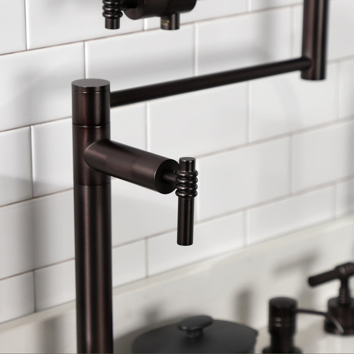 Kingston Sona KS4705ML - Milano Two-Handle 1-Hole Deck Mount Pot Filler Faucet, Oil Rubbed Bronze