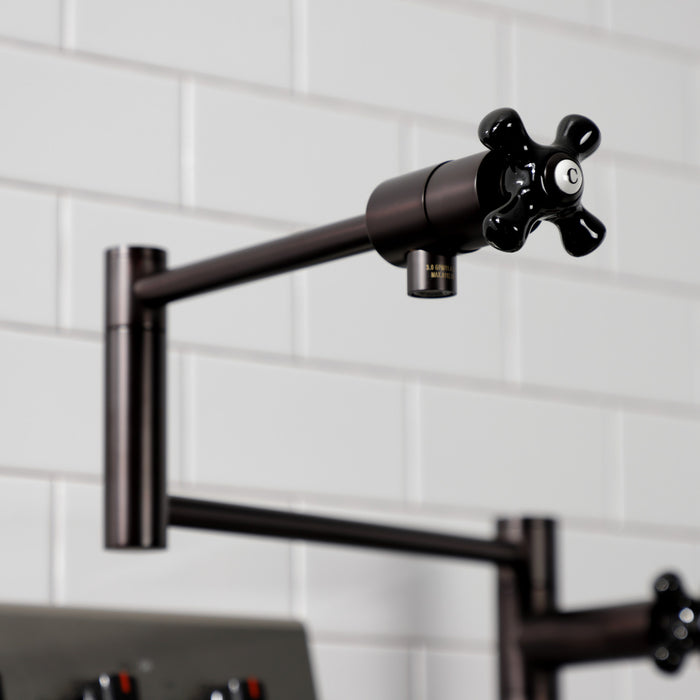 Kingston Tulare KS4705PKX - Duchess Two-Handle 1-Hole Deck Mount Pot Filler Faucet, Oil Rubbed Bronze