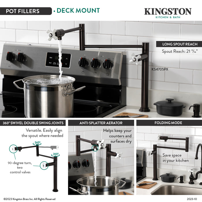 Metropolitan KS4705PX Two-Handle 1-Hole Deck Mount Pot Filler Faucet, Oil Rubbed Bronze