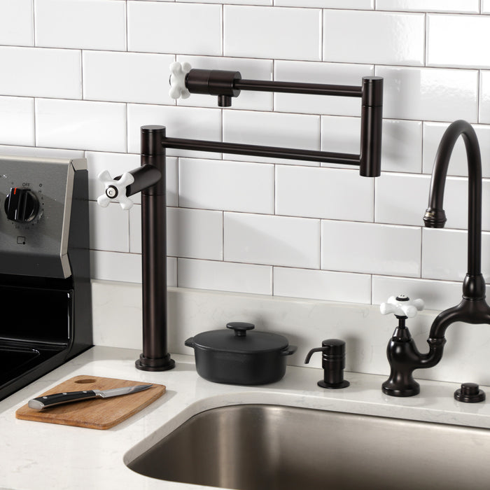 Metropolitan KS4705PX Two-Handle 1-Hole Deck Mount Pot Filler Faucet, Oil Rubbed Bronze