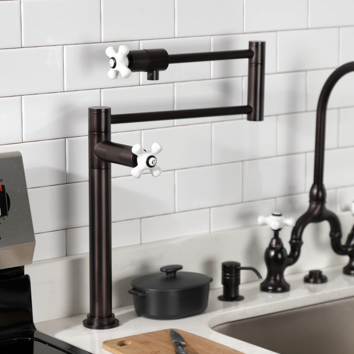 Kingston Metropolitan KS4705PX Two-Handle 1-Hole Deck Mount Pot Filler Faucet, Oil Rubbed Bronze