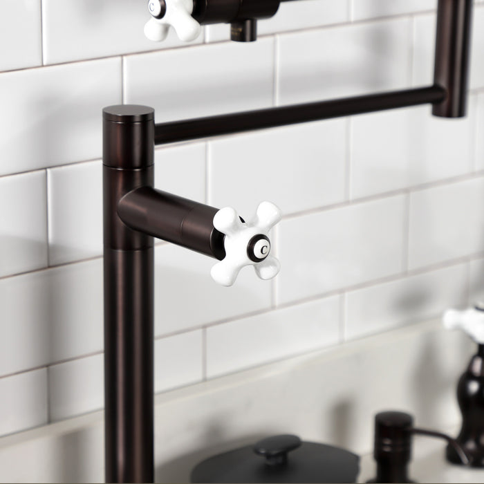Metropolitan KS4705PX Two-Handle 1-Hole Deck Mount Pot Filler Faucet, Oil Rubbed Bronze