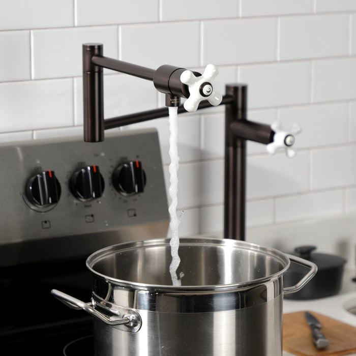 Metropolitan KS4705PX Two-Handle 1-Hole Deck Mount Pot Filler Faucet, Oil Rubbed Bronze