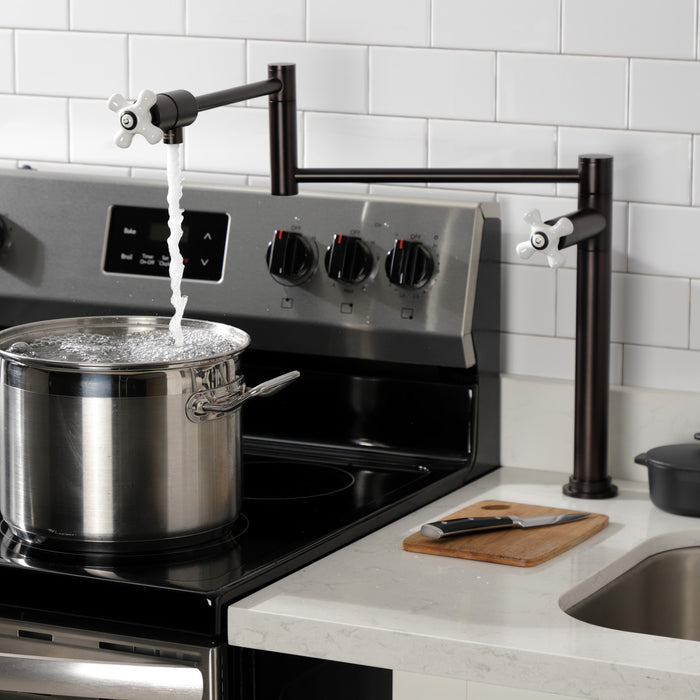 Metropolitan KS4705PX Two-Handle 1-Hole Deck Mount Pot Filler Faucet, Oil Rubbed Bronze