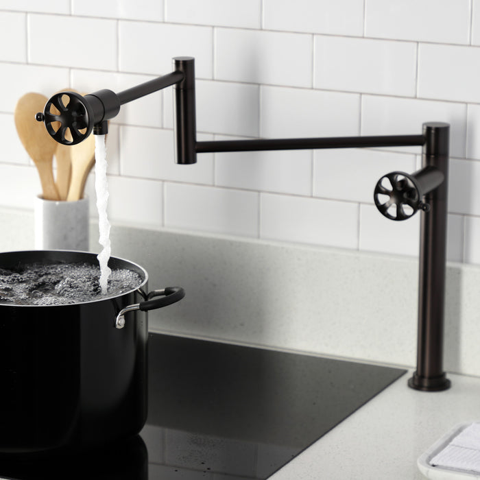 Kingston Sona KS4705RX - Belknap Two-Handle 1-Hole Deck Mount Pot Filler Faucet, Oil Rubbed Bronze