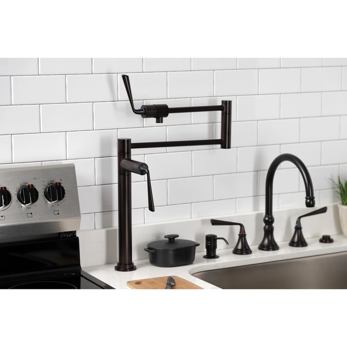 Kingston Silver Sage KS4705ZL Two-Handle 1-Hole Deck Mount Pot Filler Faucet, Oil Rubbed Bronze