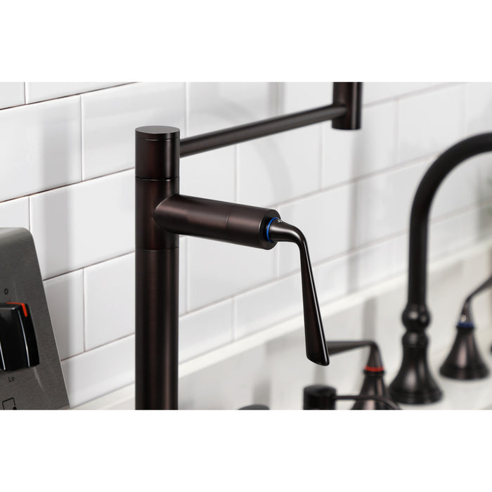 Kingston Silver Sage KS4705ZL Two-Handle 1-Hole Deck Mount Pot Filler Faucet, Oil Rubbed Bronze