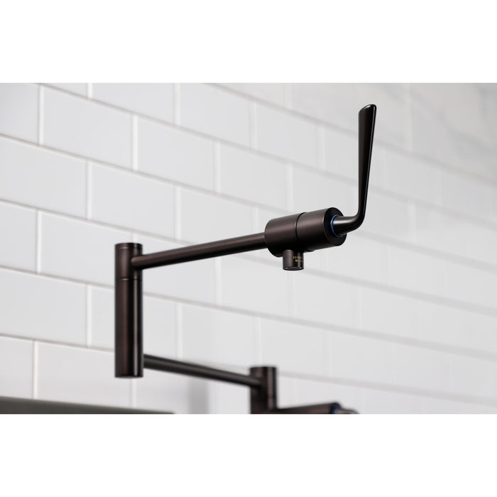 Kingston Silver Sage KS4705ZL Two-Handle 1-Hole Deck Mount Pot Filler Faucet, Oil Rubbed Bronze
