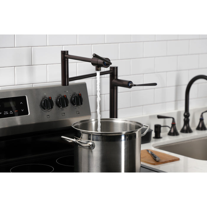 Kingston Silver Sage KS4705ZL Two-Handle 1-Hole Deck Mount Pot Filler Faucet, Oil Rubbed Bronze