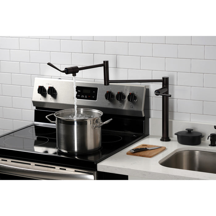 Kingston Silver Sage KS4705ZL Two-Handle 1-Hole Deck Mount Pot Filler Faucet, Oil Rubbed Bronze