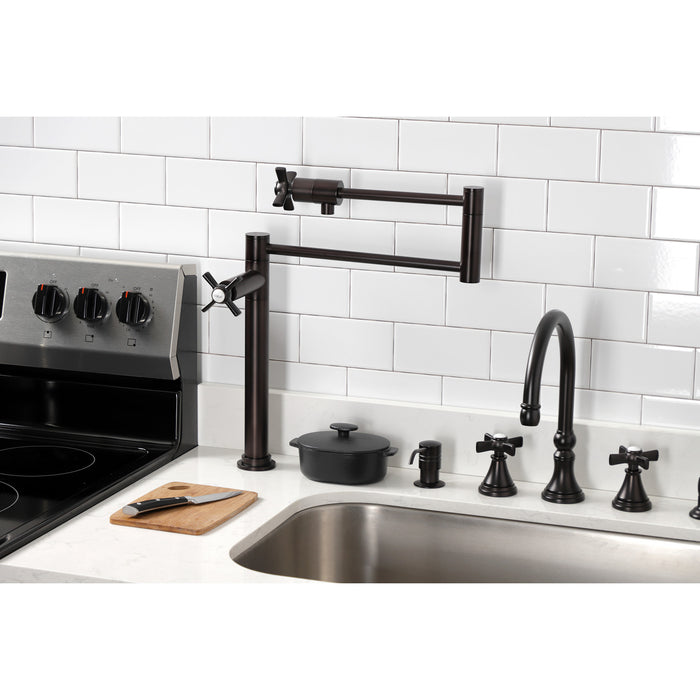 Kingston Tulare KS4705ZX - Millennium Two-Handle 1-Hole Deck Mount Pot Filler Faucet, Oil Rubbed Bronze