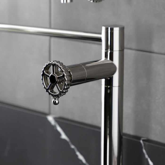 Kingston Sona KS4706CG - Fuller Two-Handle 1-Hole Deck Mount Pot Filler Faucet, Polished Nickel