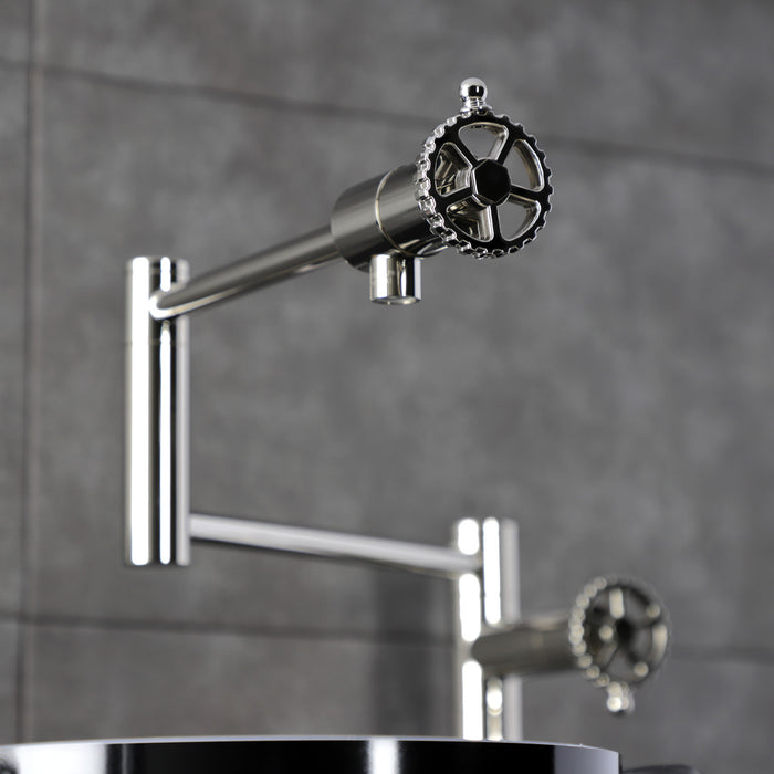 Kingston Sona KS4706CG - Fuller Two-Handle 1-Hole Deck Mount Pot Filler Faucet, Polished Nickel