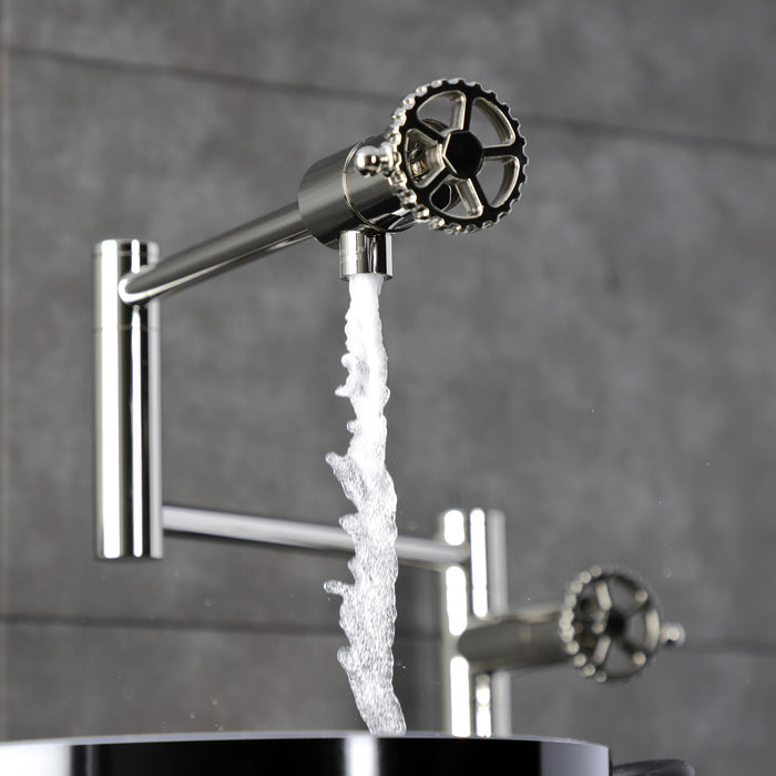 Kingston Sona KS4706CG - Fuller Two-Handle 1-Hole Deck Mount Pot Filler Faucet, Polished Nickel