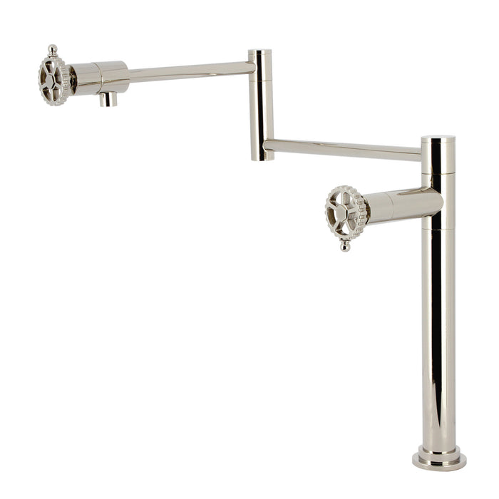Kingston Sona KS4706CG - Fuller Two-Handle 1-Hole Deck Mount Pot Filler Faucet, Polished Nickel