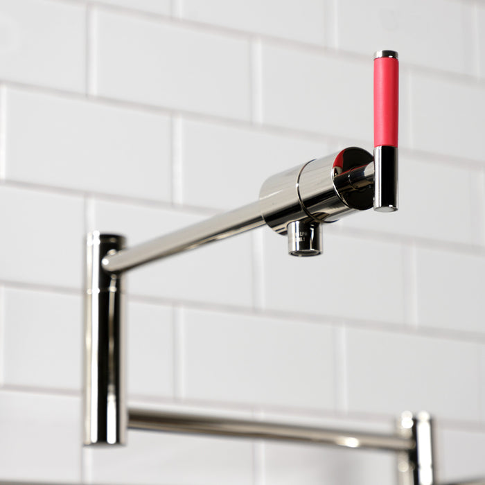Kingston Sona KS4706CKL - Kaiser Two-Handle 1-Hole Deck Mount Pot Filler Faucet, Polished Nickel