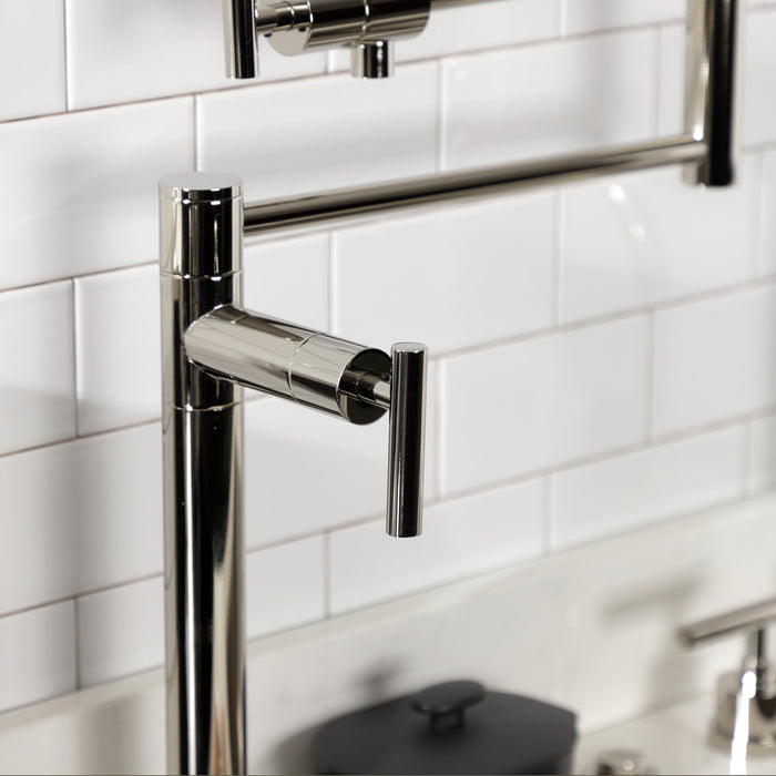 Manhattan KS4706CML Two-Handle 1-Hole Deck Mount Pot Filler Faucet, Polished Nickel