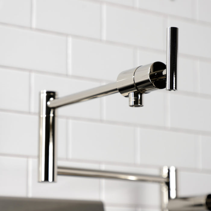 Manhattan KS4706CML Two-Handle 1-Hole Deck Mount Pot Filler Faucet, Polished Nickel