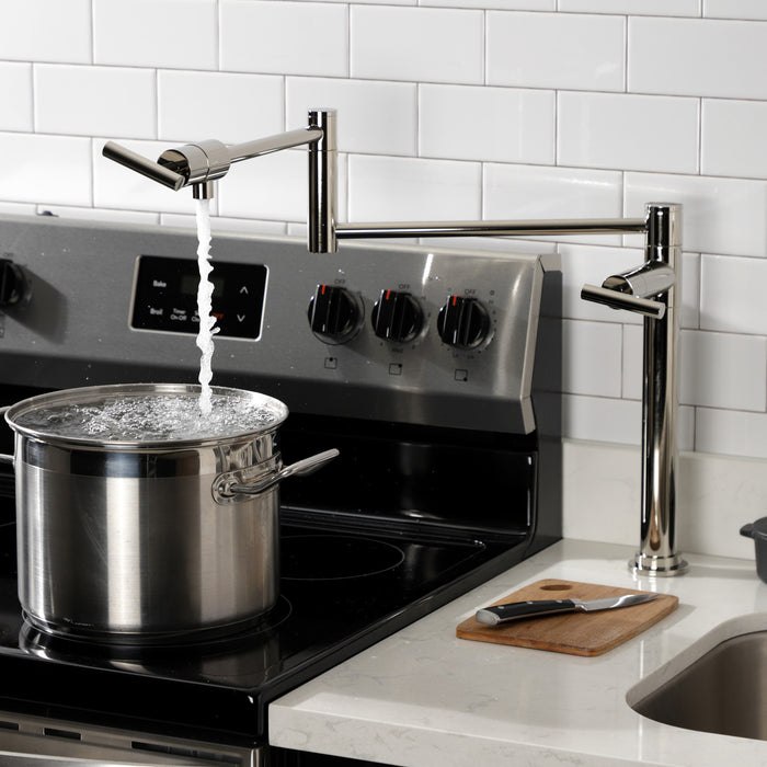 Manhattan KS4706CML Two-Handle 1-Hole Deck Mount Pot Filler Faucet, Polished Nickel