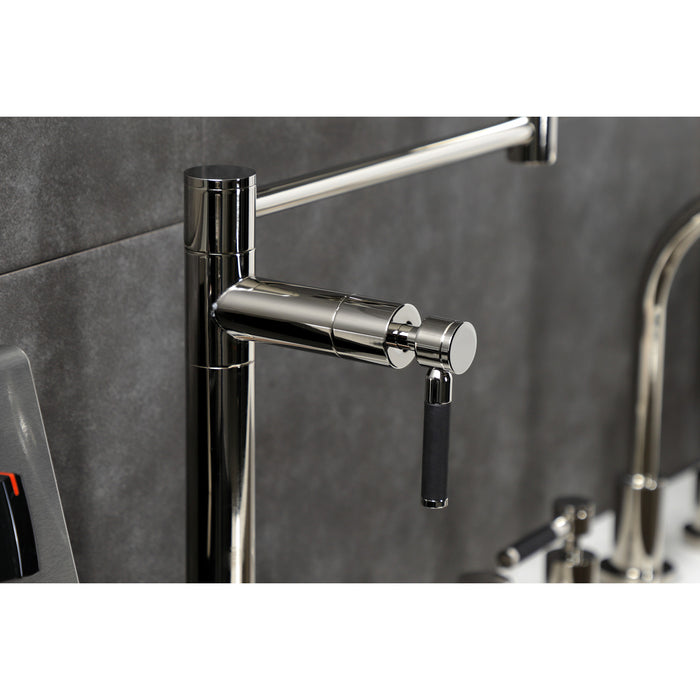 Kingston Sona KS4706DKL - Kaiser Two-Handle 1-Hole Deck Mount Pot Filler Faucet, Polished Nickel