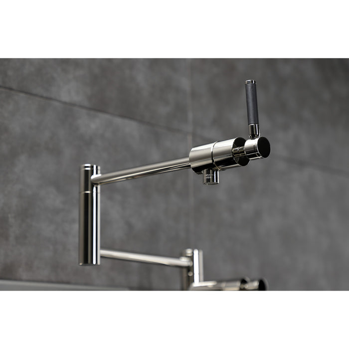 Kingston Sona KS4706DKL - Kaiser Two-Handle 1-Hole Deck Mount Pot Filler Faucet, Polished Nickel
