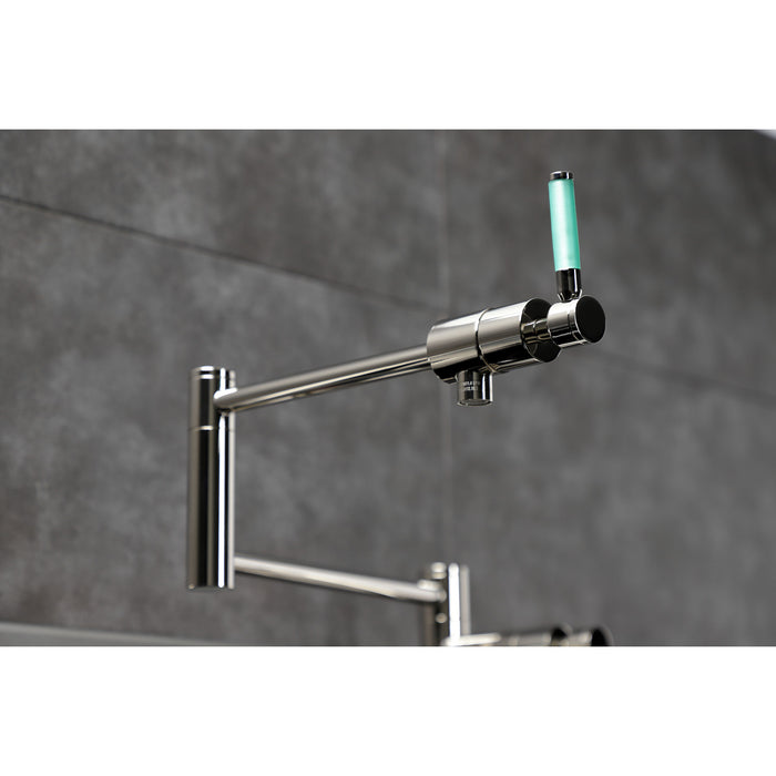 Kingston Sona KS4706DKL - Kaiser Two-Handle 1-Hole Deck Mount Pot Filler Faucet, Polished Nickel