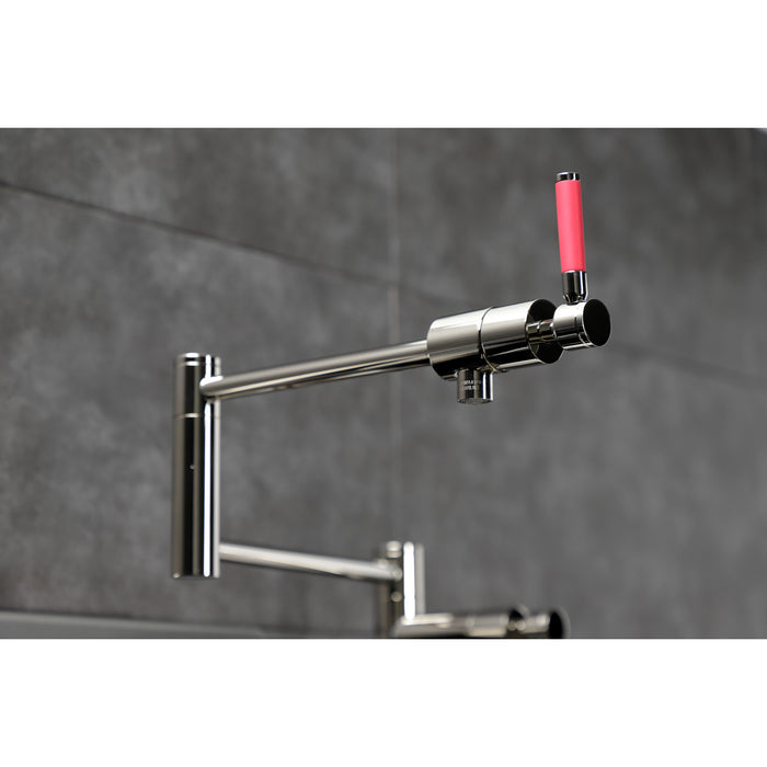 Kingston Sona KS4706DKL - Kaiser Two-Handle 1-Hole Deck Mount Pot Filler Faucet, Polished Nickel