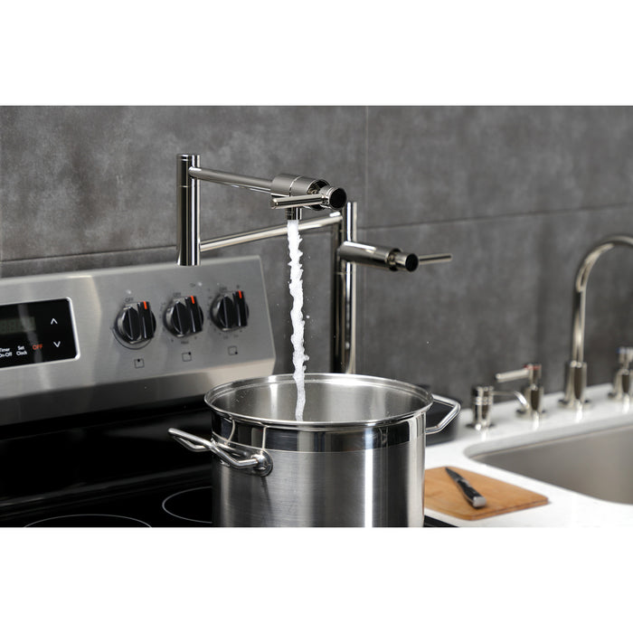 Kingston Sona KS4706DL - Concord Two-Handle 1-Hole Deck Mount Pot Filler Faucet, Polished Nickel