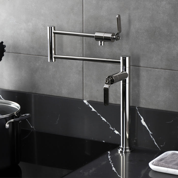 Kingston Sona KS4706KL - Whitaker Two-Handle 1-Hole Deck Mount Pot Filler Faucet, Polished Nickel