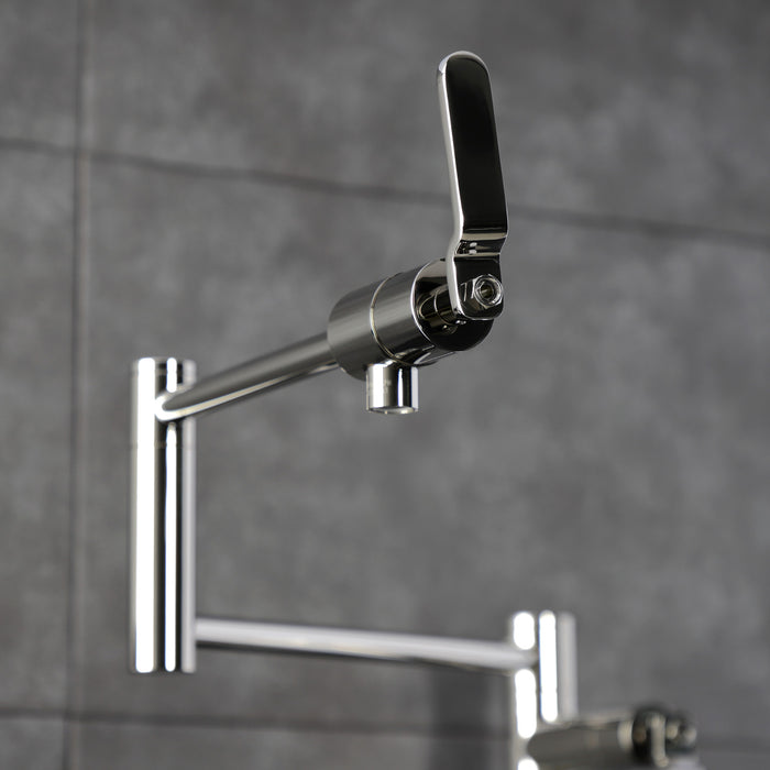 Kingston Sona KS4706KL - Whitaker Two-Handle 1-Hole Deck Mount Pot Filler Faucet, Polished Nickel