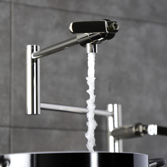 Kingston Sona KS4706KL - Whitaker Two-Handle 1-Hole Deck Mount Pot Filler Faucet, Polished Nickel