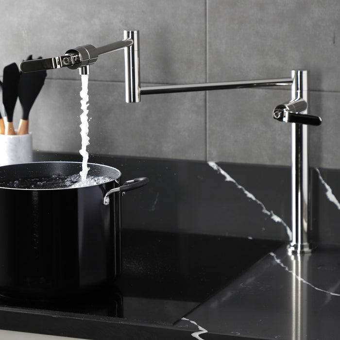 Kingston Sona KS4706KL - Whitaker Two-Handle 1-Hole Deck Mount Pot Filler Faucet, Polished Nickel
