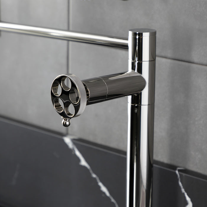 Kingston Sona KS4706RKZ - Wendell Two-Handle 1-Hole Deck Mount Pot Filler Faucet with Knurled Handle, Polished Nickel