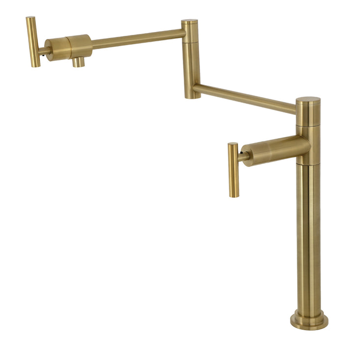 Kingston Sona KS4707CML - Manhattan Two-Handle 1-Hole Deck Mount Pot Filler Faucet, Brushed Brass