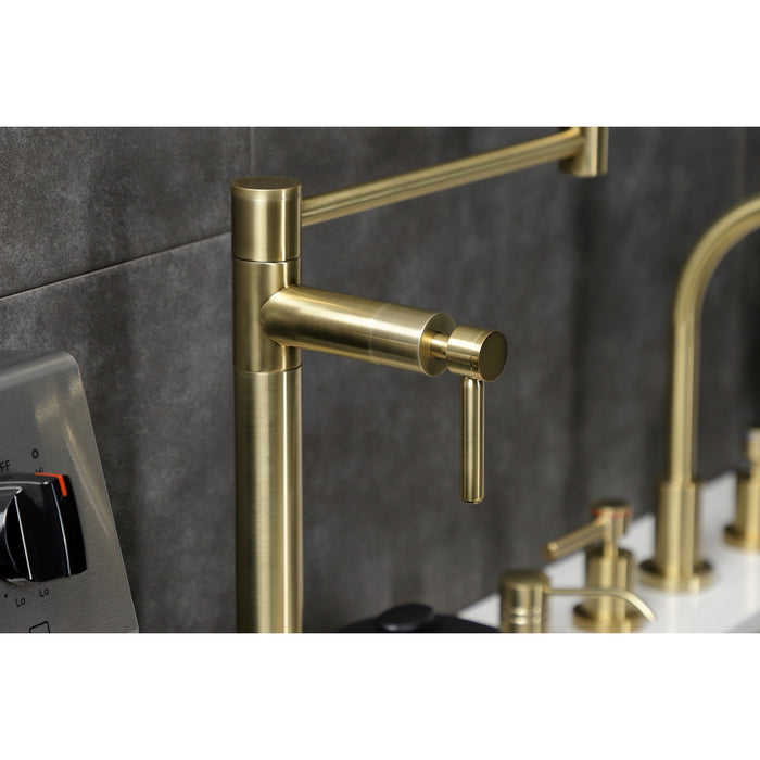 Kingston Sona KS4707DL - Concord Two-Handle 1-Hole Deck Mount Pot Filler Faucet, Brushed Brass
