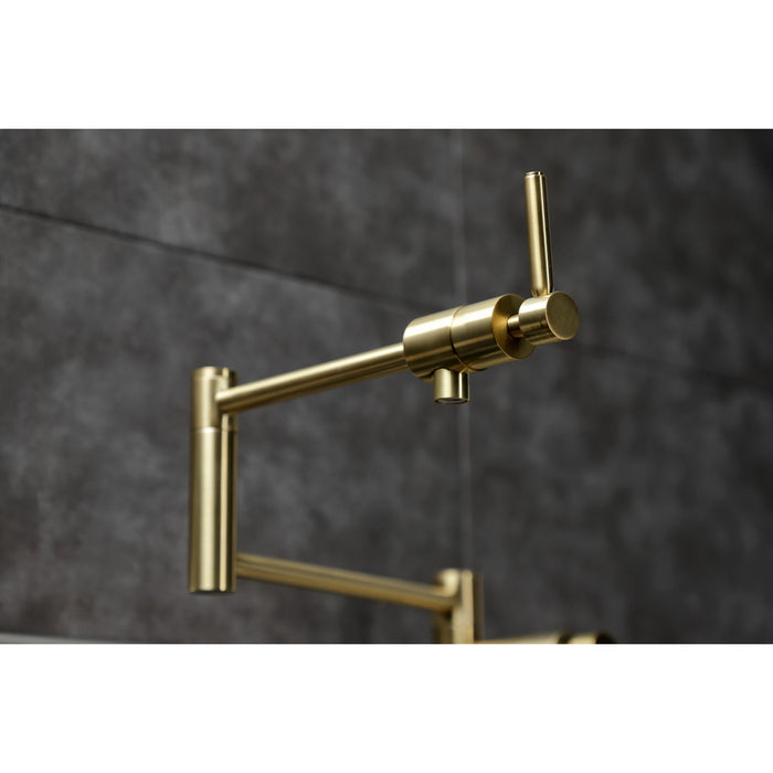 Kingston Sona KS4707DL - Concord Two-Handle 1-Hole Deck Mount Pot Filler Faucet, Brushed Brass