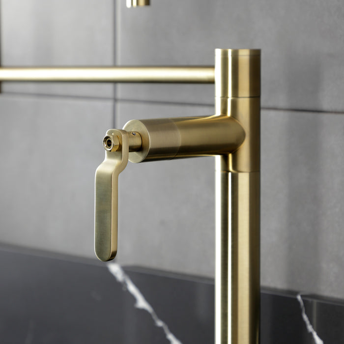 Kingston Sona KS4707KL - Whitaker Two-Handle 1-Hole Deck Mount Pot Filler Faucet, Brushed Brass