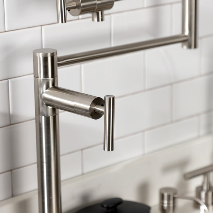 Kingston Sona KS4708CML - Manhattan Two-Handle 1-Hole Deck Mount Pot Filler Faucet, Brushed Nickel