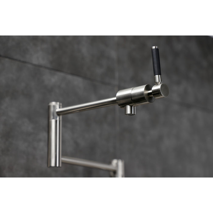 Kingston Sona KS4708DKL - Kaiser Two-Handle 1-Hole Deck Mount Pot Filler Faucet, Brushed Nickel