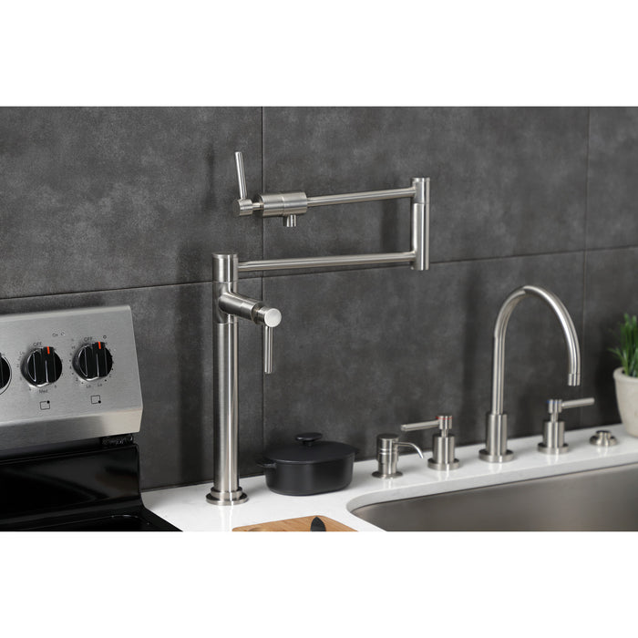 Kingston Sona KS4708DL - Concord Two-Handle 1-Hole Deck Mount Pot Filler Faucet, Brushed Nickel