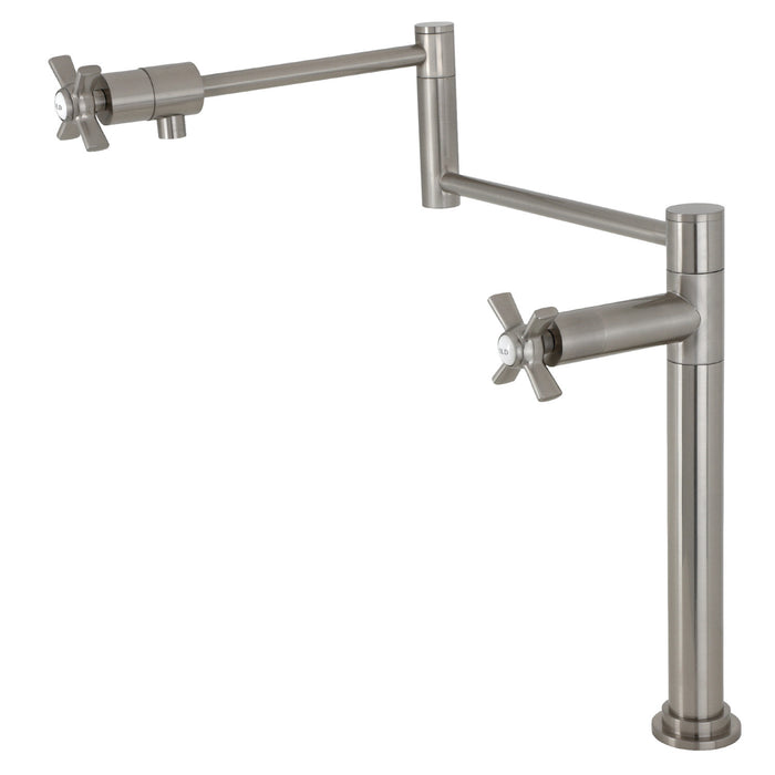 Kingston Tulare KS4708ZX - Millennium Two-Handle 1-Hole Deck Mount Pot Filler Faucet, Brushed Nickel