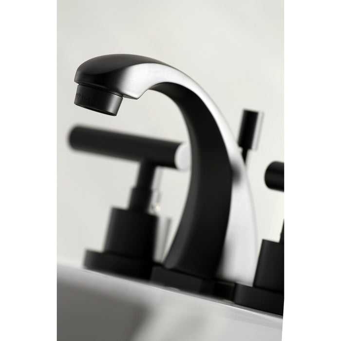 Kingston Tulare KS4940CML - Manhattan Two-Handle 3-Hole Deck Mount Widespread Bathroom Faucet with Brass Pop-Up, Matte Black